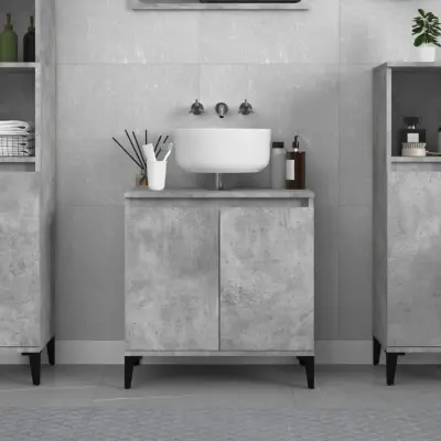 The Living Store Omarica za umivalnik betonsko siva 58x33x60 cm inženirski les - Omarica Za Umivalnik