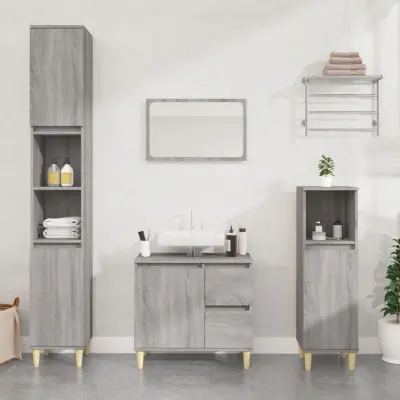 The Living Store Kopalniška omarica siva sonoma 30x30x190 cm inženirski les - Kopalniška Omarica