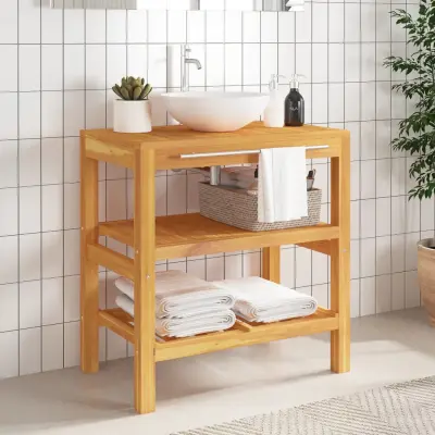 The Living Store Kopalniška omarica z 2 policama 74x45x75 cm trden les - Kopalniška Omarica