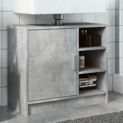 The Living Store Omarica za umivalnik betonsko siva 63x29x55 cm inženirski les - Omarica Za Umivalnik