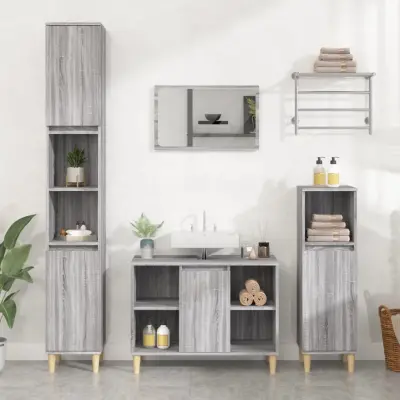 The Living Store Omarica za umivalnik siva sonoma 80x33x60 cm inženirski les - Omarica Za Umivalnik