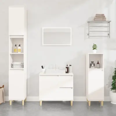 The Living Store Kopalniška omarica bela 65x33x60 cm inženirski les - Kopalniška Omarica