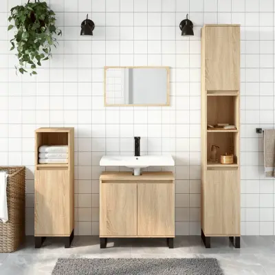 The Living Store Kopalniška omarica sonoma hrast 58x33x60 cm inženirski les - Kopalniška Omarica