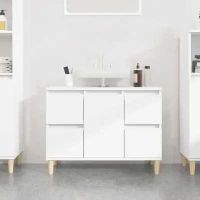 The Living Store Omarica za umivalnik visok sijaj bela 80x33x60cm inženirski les - Omarica Za Umivalnik