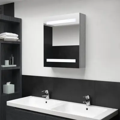 The Living Store LED kopalniška omarica z ogledalom betonsko siva 50x14x60 cm - Kopalniška Omarica