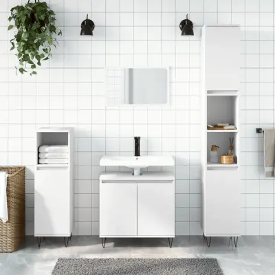 The Living Store Kopalniška omarica bela 58x33x60 cm inženirski les - Kopalniška Omarica