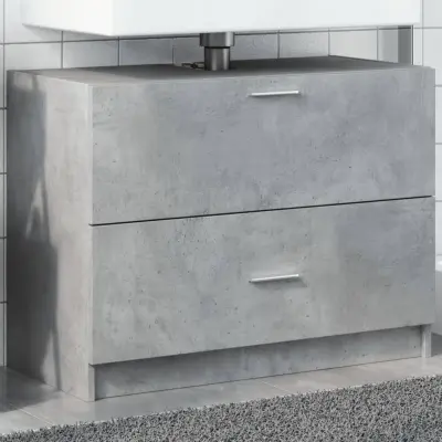 The Living Store Omarica za umivalnik betonsko siva 78x37x59 cm inženirski les - Omarica Za Umivalnik