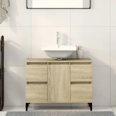 The Living Store Omarica za umivalnik sonoma hrast 80x33x60 cm inženirski les - Omarica Za Umivalnik
