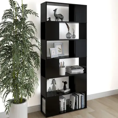 The Living Store Knjižna omara za razdelitev prostora črna 80x24x186 cm - Knjižna Omara Za Razdelitev Prostora