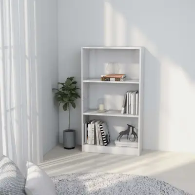 The Living Store Knjižna omara 3-nadstropna bela 60x24x109 cm - Knjižna Omarica