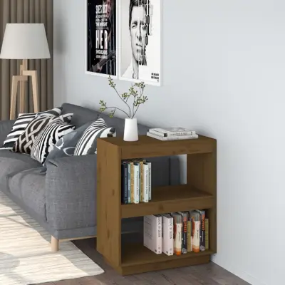 The Living Store Knjižna omara medeno rjava 60x35x71 cm trdna borovina - Knjižna Omara