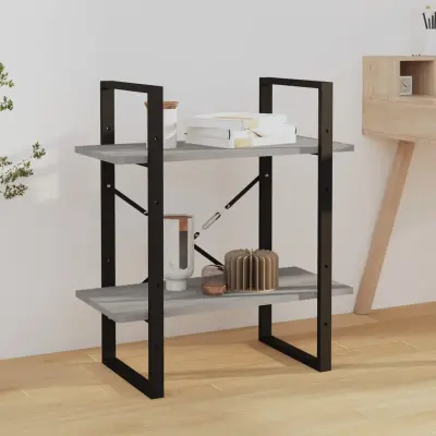 The Living Store Knjižna omara 2-nadstropna siva sonoma 60x30x70 cm konstr. les - Knjižna Omara