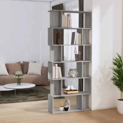 The Living Store Knjižna omara/pregrada siva sonoma 80x24x192 cm inženirski les - Knjižna Omara