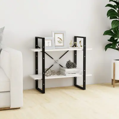 The Living Store Knjižna omara 2-nadstropna bela 80x30x70 cm trdna borovina - Knjižna Omara