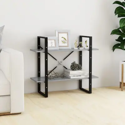 The Living Store Knjižna omara 2-nadstropna betonsko siva 80x30x70 cm iverna pl. - Knjižna Omara