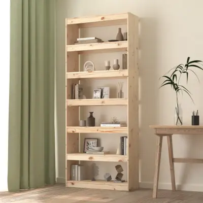 The Living Store Knjižna omara/pregrada 80x30x199,5 cm trdna borovina - Knjižna Omara