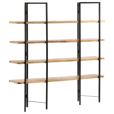 The Living Store Knjižna omara 4-nadstropna 160x35x160 cm trden mangov les - Knjižna Omara