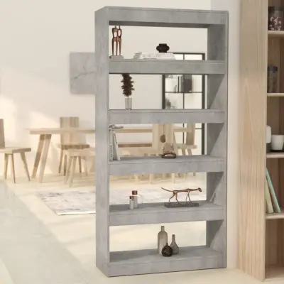The Living Store Knjižna omara/pregrada betonsko siva 80x30x166 cm iverna plošča - Knjižna Omara