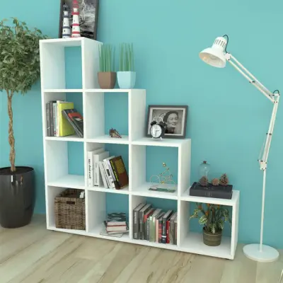The Living Store Stopničasta knjižna omara/ razstavna polica 142 cm bela - Razstavna Polica