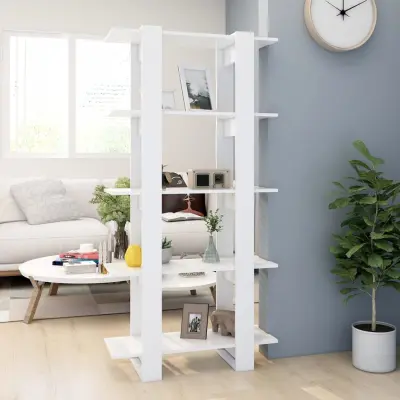 The Living Store Knjižna omara/pregrada bela 80x30x160 cm iverna plošča - Knjižna Omara