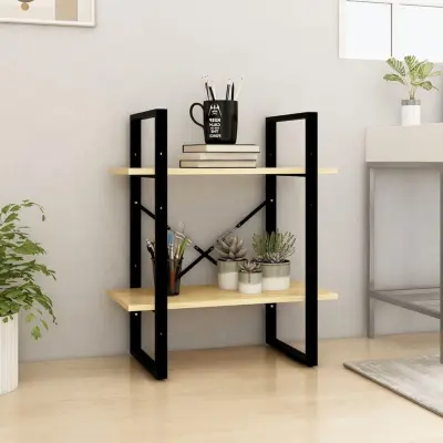 The Living Store Knjižna omara 2-nadstropna 60x30x70 cm trdna borovina - Knjižna Omara