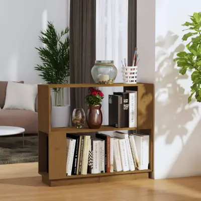 The Living Store Knjižna omara/pregrada medeno rjava 80x25x70 cm trden les - Knjižna Omara
