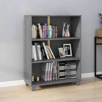 The Living Store Knjižna omara HAMAR temno siva 85x35x112 cm trdna borovina - Knjižna Omara