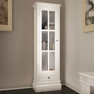 The Living Store Elegantna knjižna omara s 3 policami bela iz lesa - Razstavna Omarica
