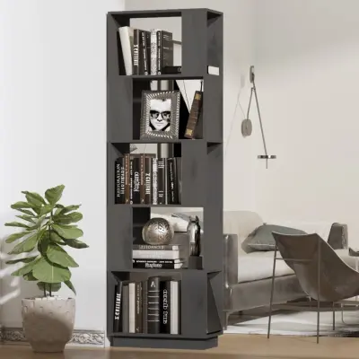 The Living Store Knjižna omara/pregrada siva 51x25x163,5 cm trdna borovina - Knjižna Omara