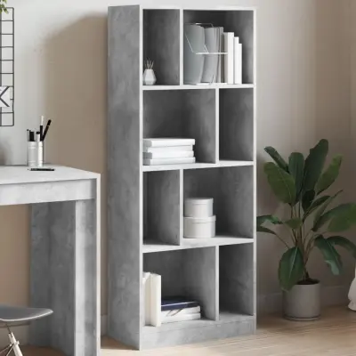 The Living Store Knjižna omara betonsko siva 57x28,5x141 cm inženirski les - Knjižna Omara