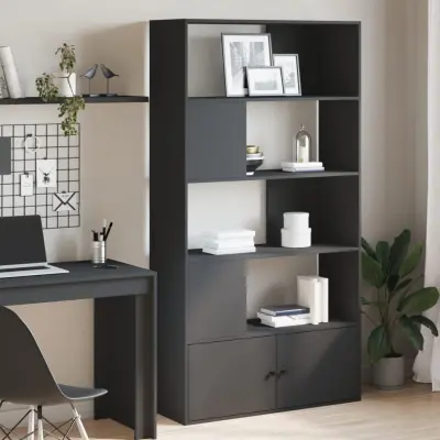 The Living Store Knjižna omara črna 100x36x189 cm inženirski les - Knjižna Omara