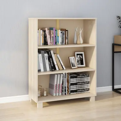 The Living Store Knjižna omara HAMAR medeno rjava 85x35x112 cm trdna borovina - Knjižna Omara