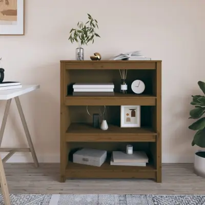 The Living Store Knjižna omara medeno rjava 80x35x97 cm trdna borovina - Knjižna Omara