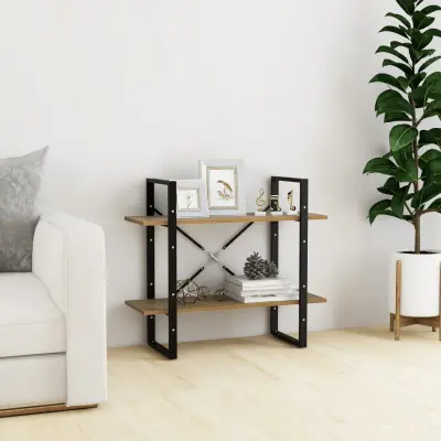 The Living Store Knjižna omara 2-nadstropna 80x30x70 cm trdna borovina - Knjižna Omara