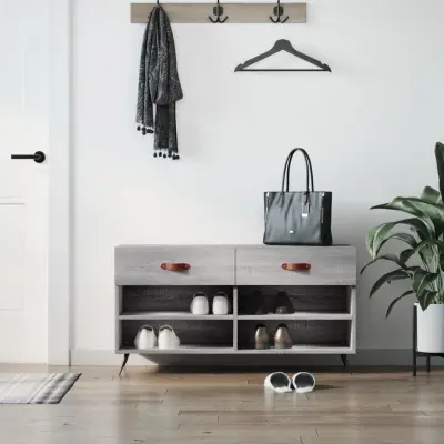 The Living Store Klop za čevlje siva sonoma 102x35x55 cm inženirski les - Klop Za Čevlje