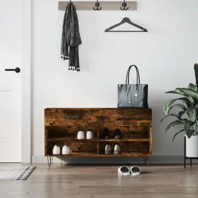The Living Store Klop za čevlje dimljen hrast 102x35x55 cm inženirski les - Klop Za Čevlje