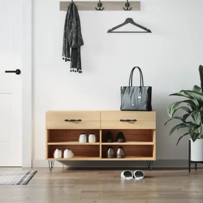 The Living Store Klop za čevlje sonoma hrast 102x35x55 cm inženirski les - Klop Za Čevlje