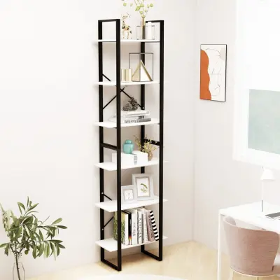 The Living Store Regal s policami bel 60x30x210 cm trdna borovina - Regal S Policami
