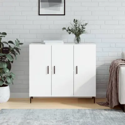 The Living Store Komoda bela 90x34x80 cm konstruiran les - Komoda