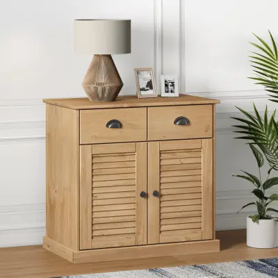 The Living Store Komoda s predali VIGO 78x40x75 cm trdna borovina - Komoda