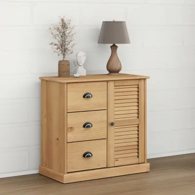 The Living Store Komoda s predali VIGO 78x40x75 cm trdna borovina - Komoda