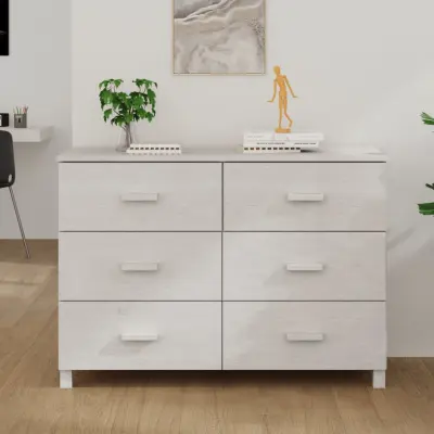 The Living Store Komoda HAMAR bela 113x40x80 cm trdna borovina - Komoda