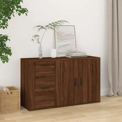 The Living Store Komoda rjav hrast 100x33x59,5 cm inženirski les - Komoda
