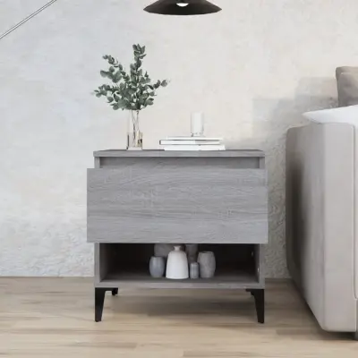 The Living Store Stranska mizica siva sonoma 50x46x50 cm inženirski les - Stranska Mizica