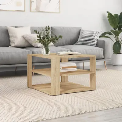 The Living Store Klubska mizica sonoma hrast 59,5x59,5x40 cm inženirski les - Klubska Mizica