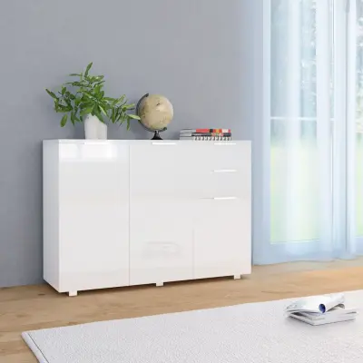 The Living Store Komoda visok sijaj bela 107x35x80,5 cm - Komoda
