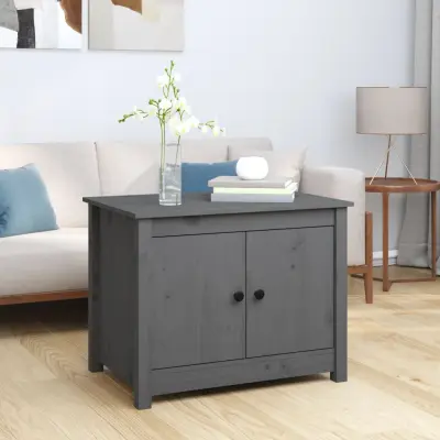 The Living Store Klubska mizica siva 71x49x55 cm trdna borovina - Klubska Mizica