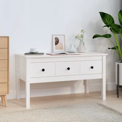 The Living Store Klubska mizica bela 102x49x55 trdna borovina - Klubska Mizica