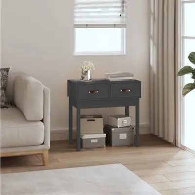 The Living Store Konzolna mizica siva 76,5x40x75 cm trdna borovina - Konzolna Mizica