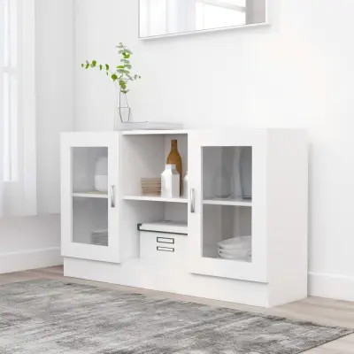 The Living Store Vitrina bela 120x30,5x70 cm iverna plošča - Vitrina